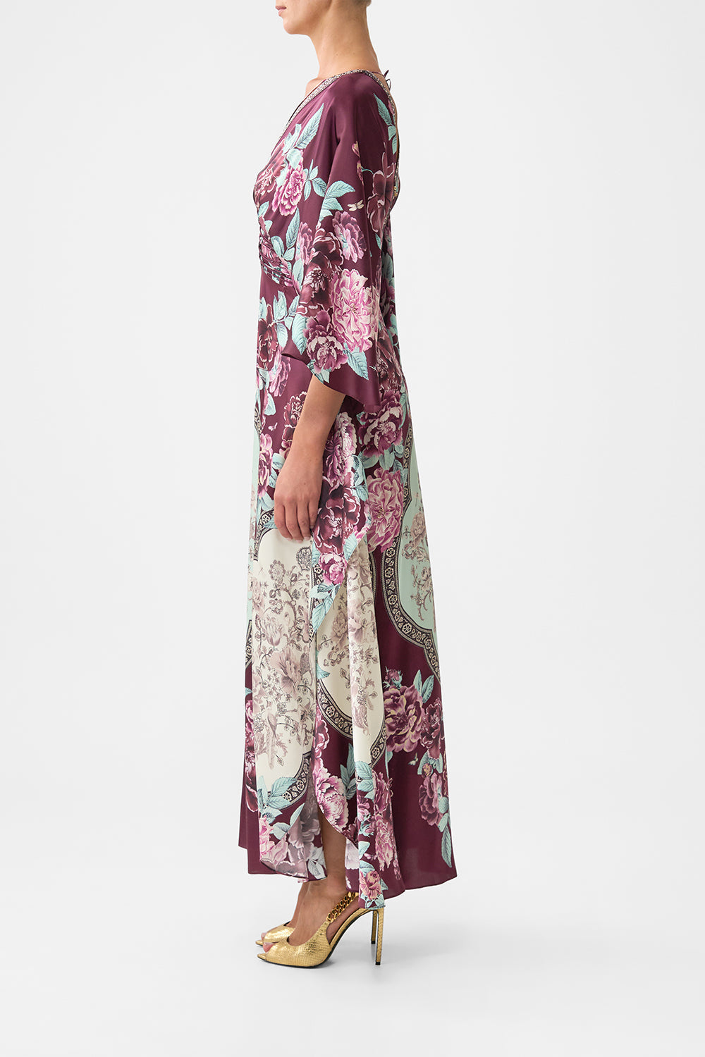 The If These Tiles Could Talk V Neck Lace Up Detail Long Dress