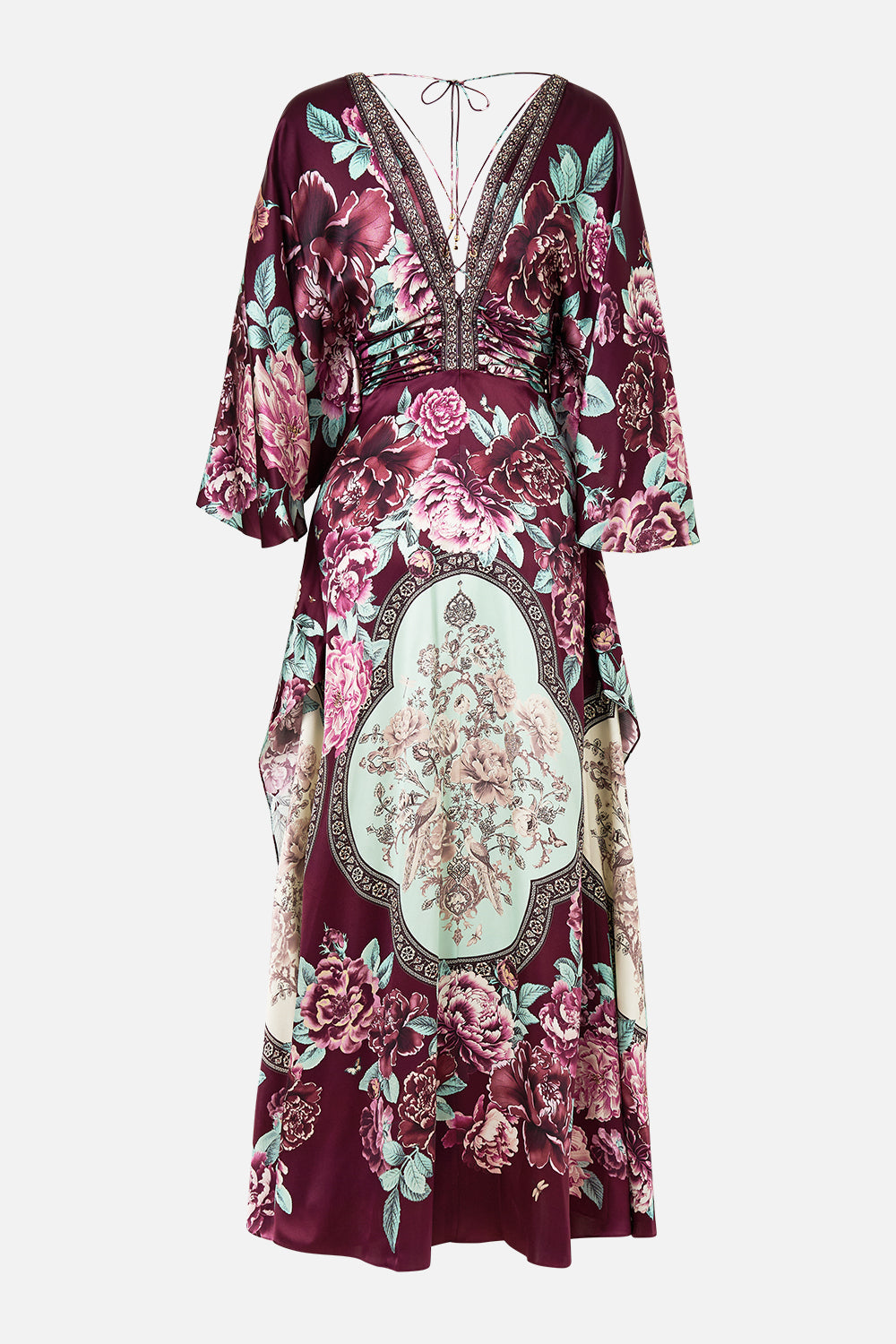 The If These Tiles Could Talk V Neck Lace Up Detail Long Dress