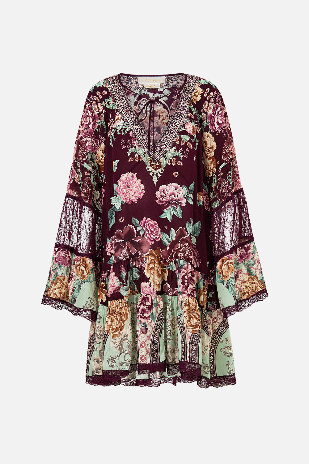 VESTIDO EVASÉ CON FRUNCIDO POR PANELES SI ESTOS AZULEJOS PUDIERAN HABLAR