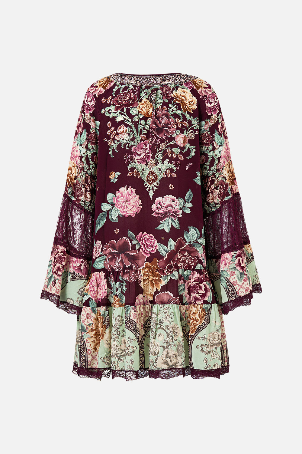 VESTIDO EVASÉ CON FRUNCIDO POR PANELES SI ESTOS AZULEJOS PUDIERAN HABLAR