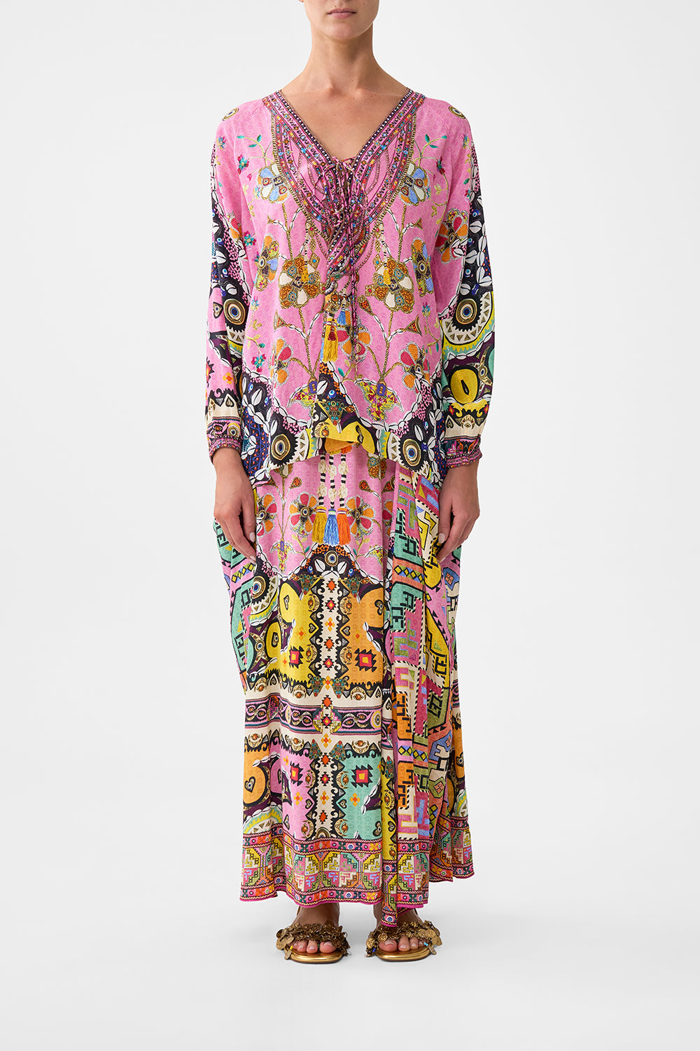 BLUSA CON CORDONES DE PATCHWORK PANORAMA