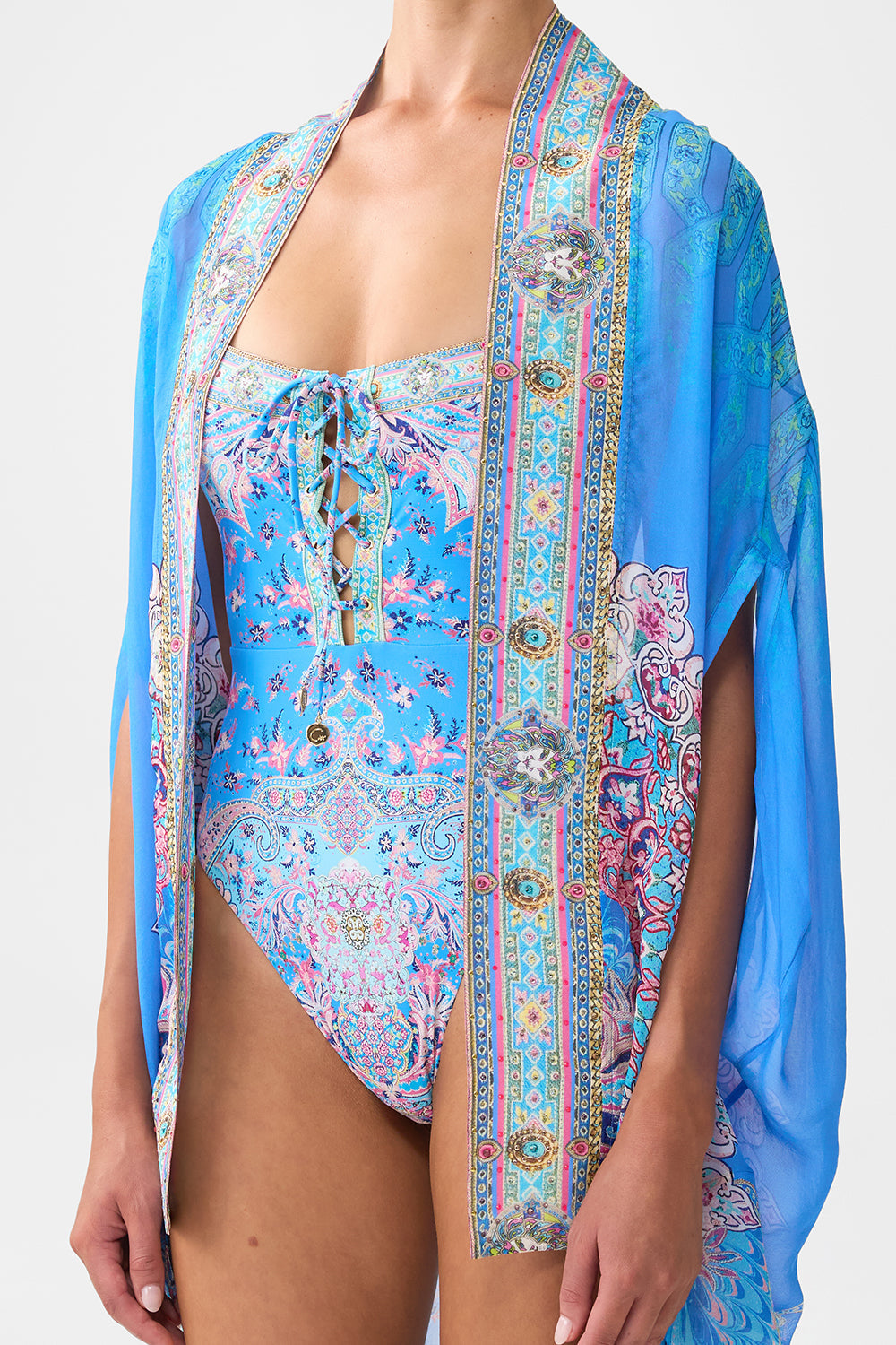 The CAMILLA OPEN FRONT CARDI CAPE FOOTSTEPS IN FOLKLORE in our  print.