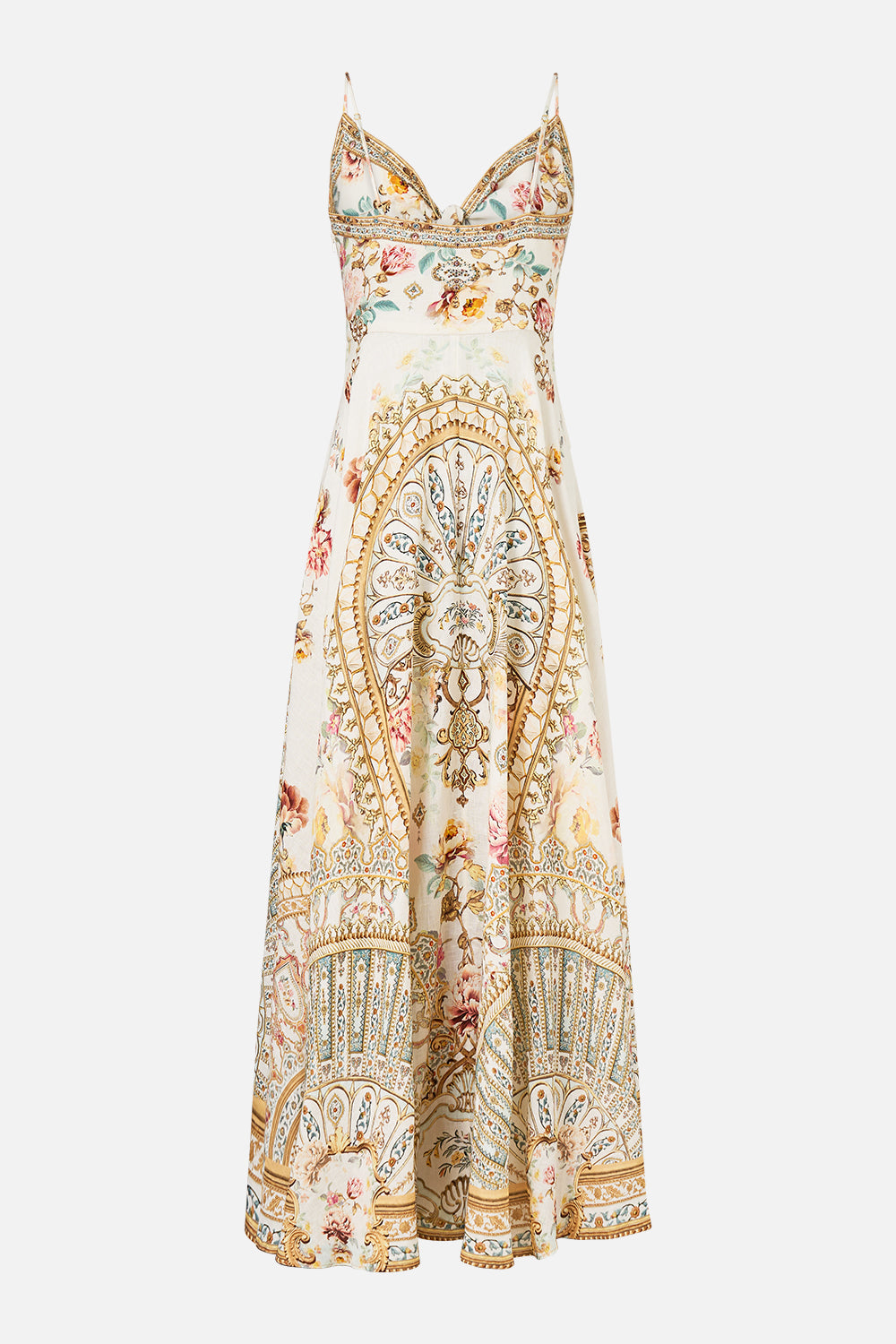 The CAMILLA long dress with tie front from our print Ottoman dynasty, back product view