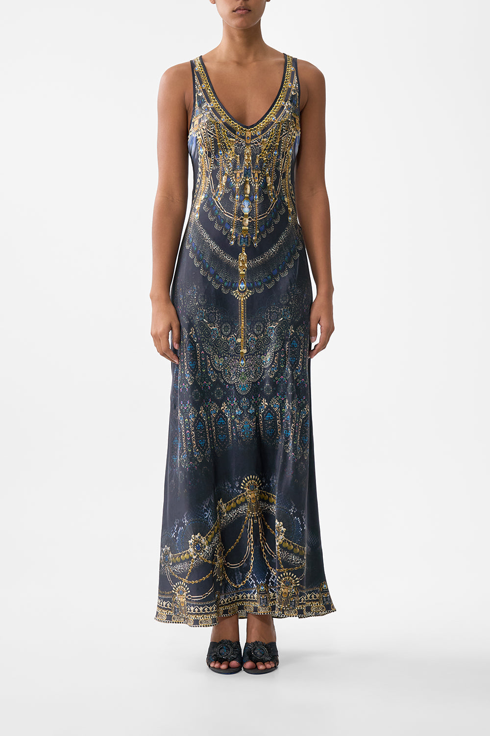 The CAMILLA bias cut tank dress from our print song of the solstice