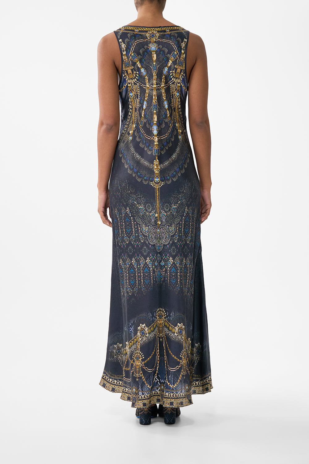 The CAMILLA bias cut tank dress from our print song of the solstice