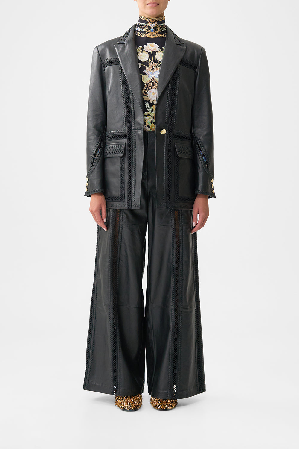 PANTALÓN DE PIEL DE PERNERA ANCHA ELEGANCIA OTOMANA