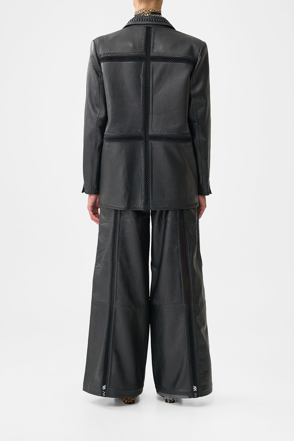 PANTALÓN DE PIEL DE PERNERA ANCHA ELEGANCIA OTOMANA