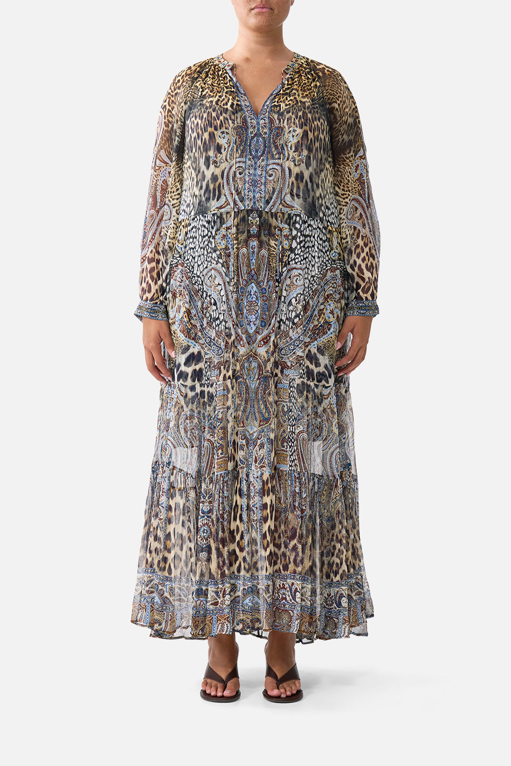 LONG GATHERED PANEL DRESS ISTANBUL ANIMALIA
