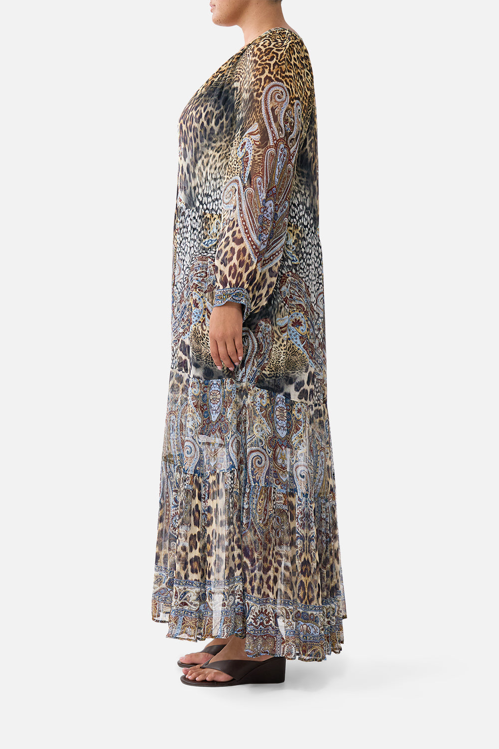 LONG GATHERED PANEL DRESS ISTANBUL ANIMALIA