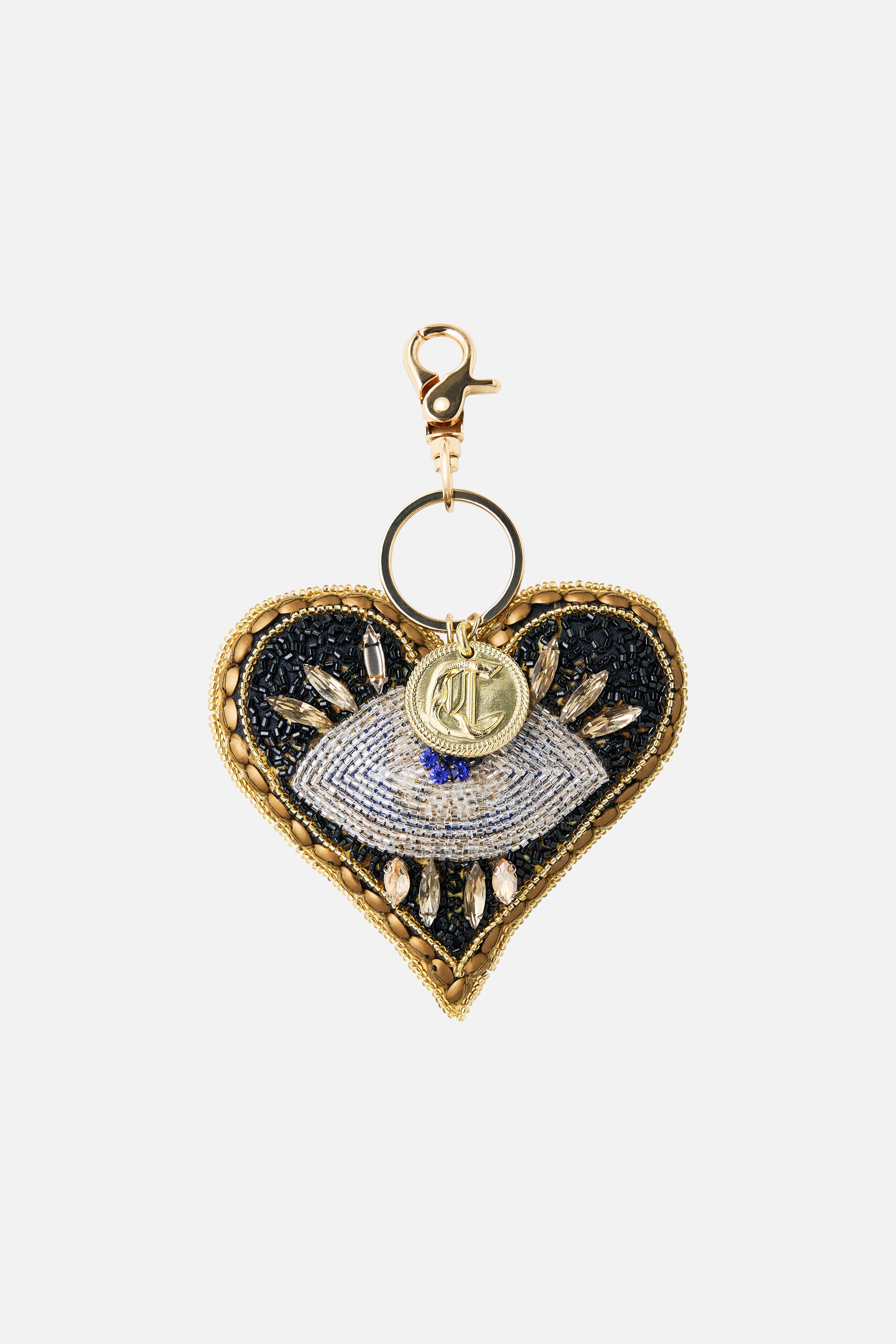 LLAVERO DE OJO DE CORAZÓN NEGRO SÓLIDO