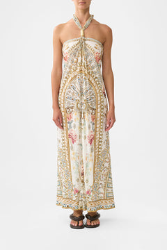 LONG DRAPED LINEN JERSEY HALTER DRESS OTTOMAN DYNASTY