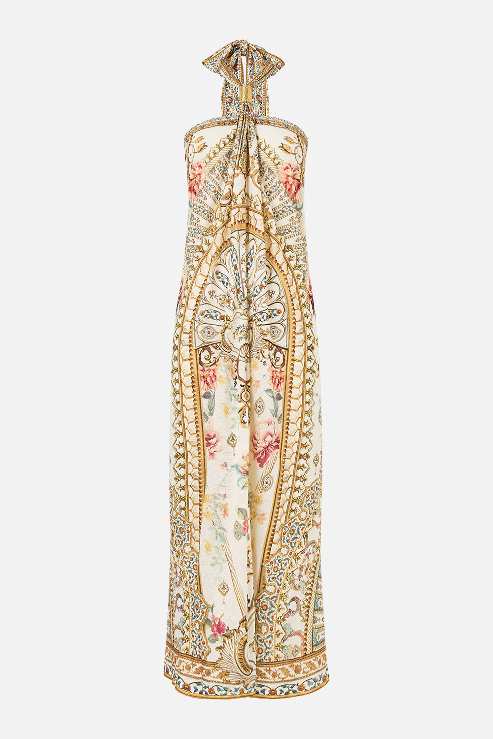 LONG DRAPED LINEN JERSEY HALTER DRESS OTTOMAN DYNASTY
