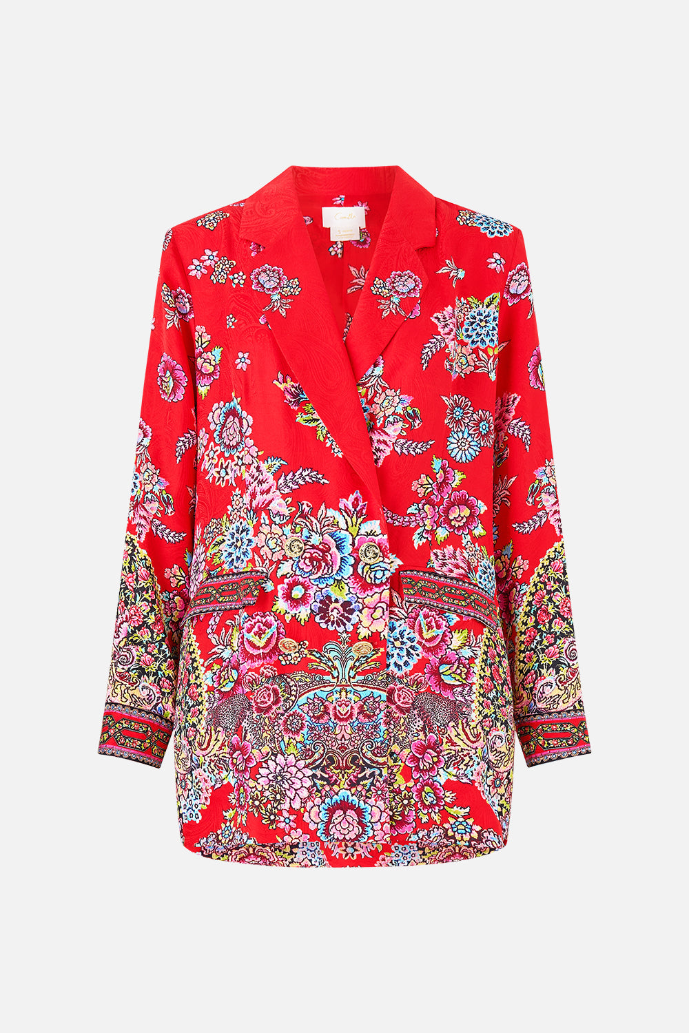 The CAMILLA double breasted soft jacket from our print artisans of Anatolia, front product view