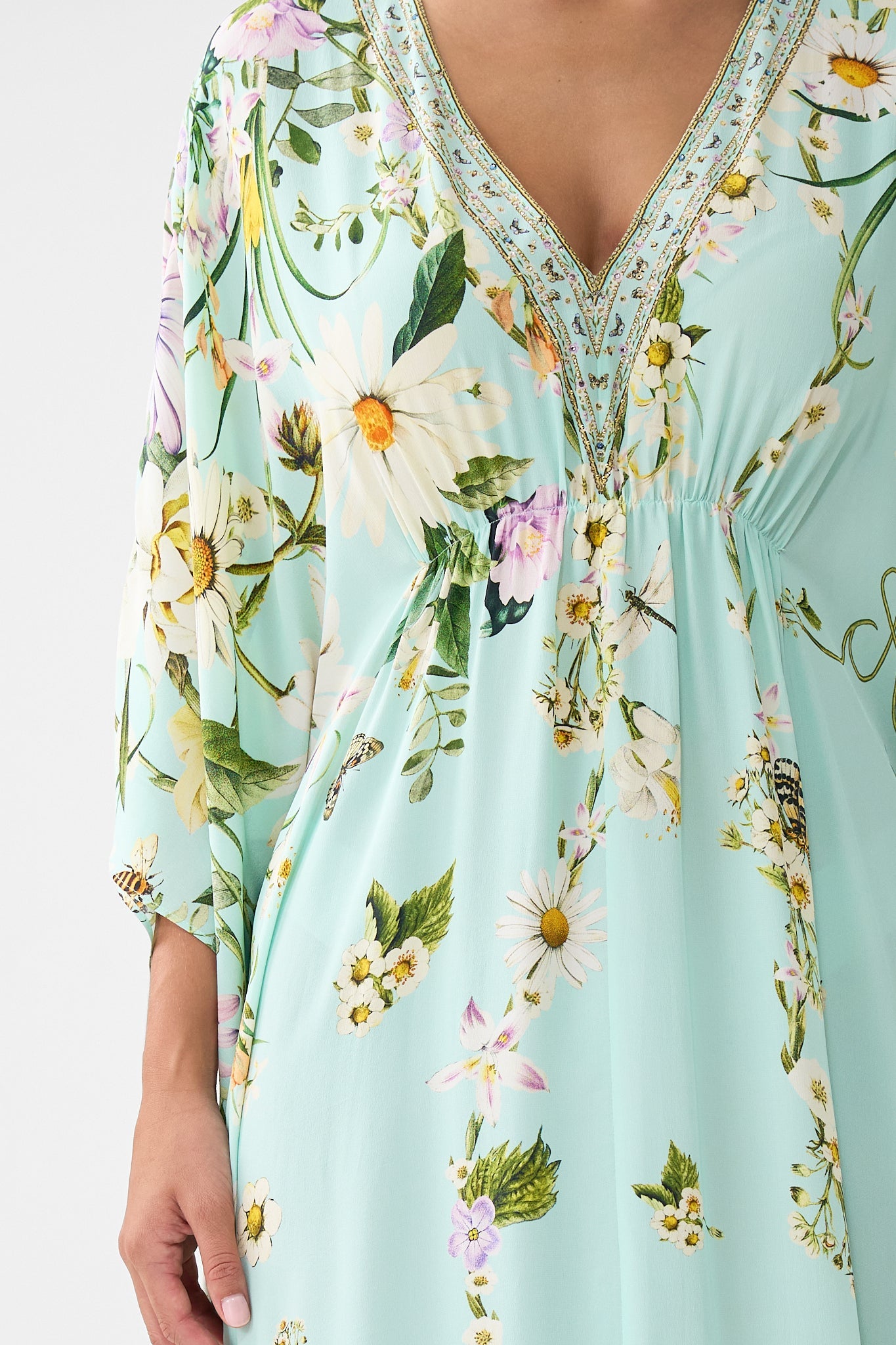 The Floral Freefall Gathered Waist Kaftan | CAMILLA US