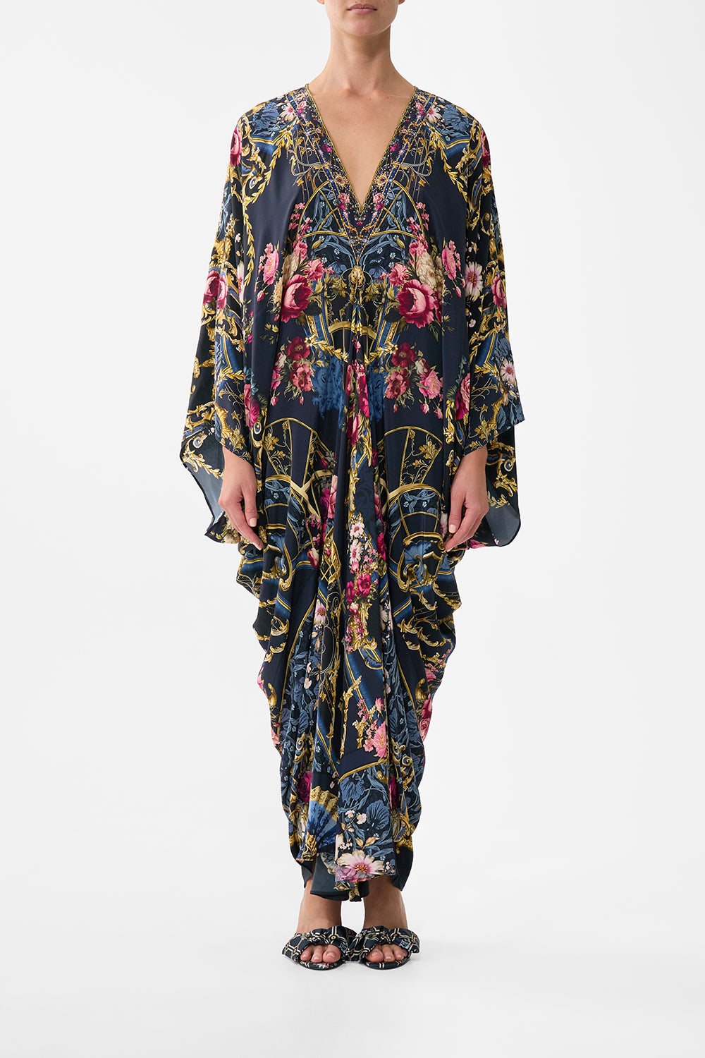 The CAMILLA T SHAPE LONG KAFTAN ORNATE ON A PLATE in our ORNATE ON A PLATE print.