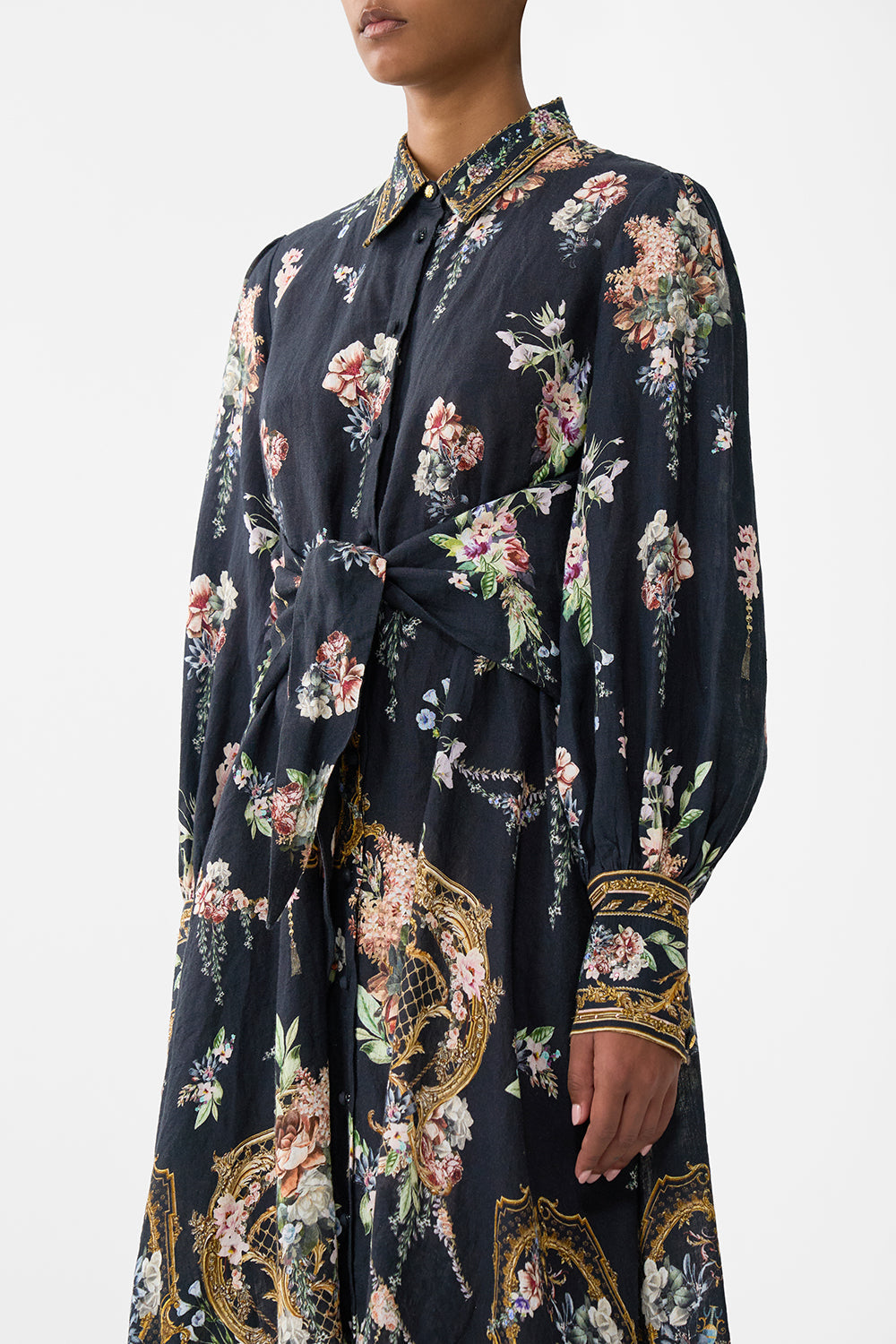 The CAMILLA Waist Tie Shirt Dress in our Noble Endeavours print.