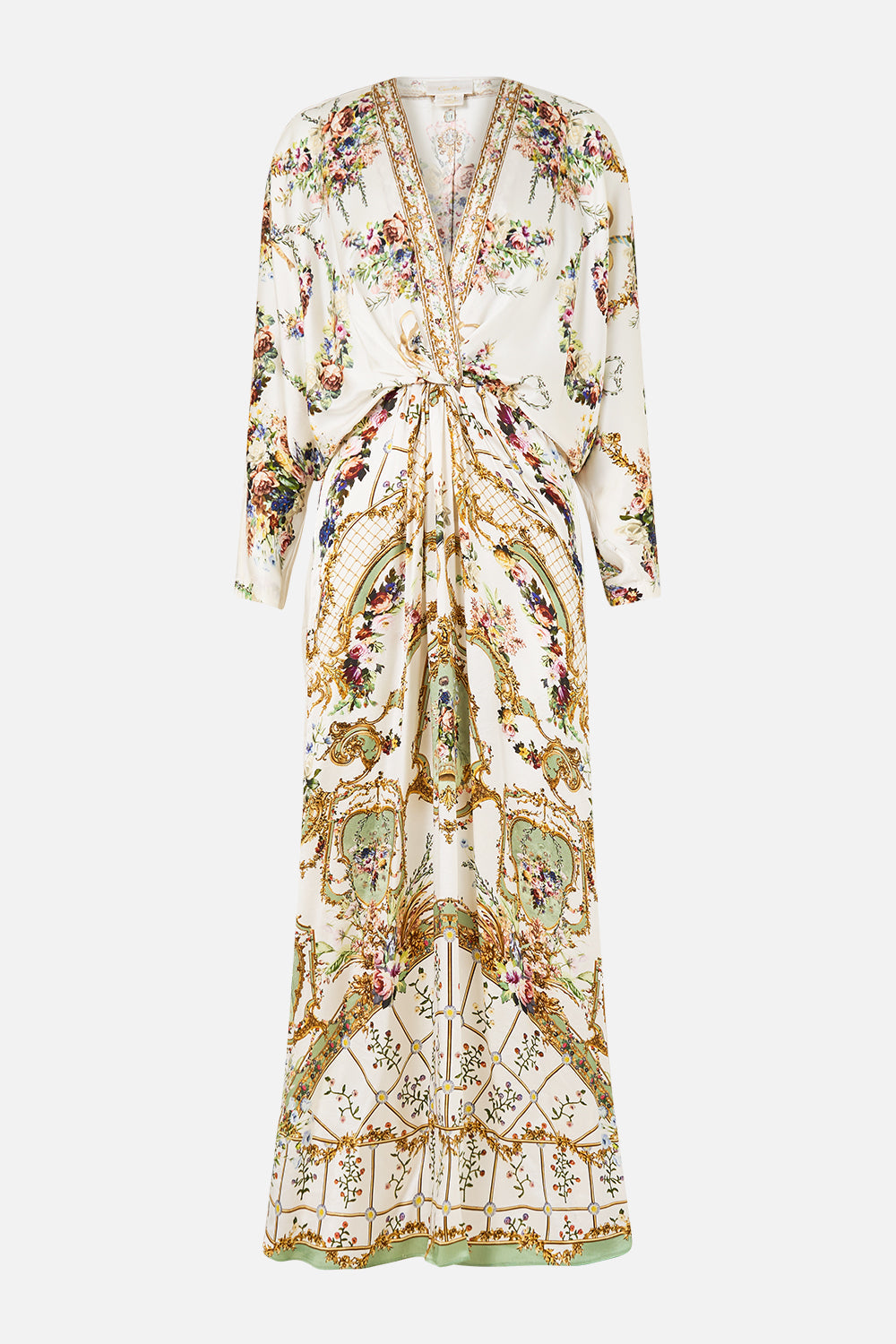 The CAMILLA TWIST FRONT BATWING DRESS DRESSING ROOM DRAMA in our  print.