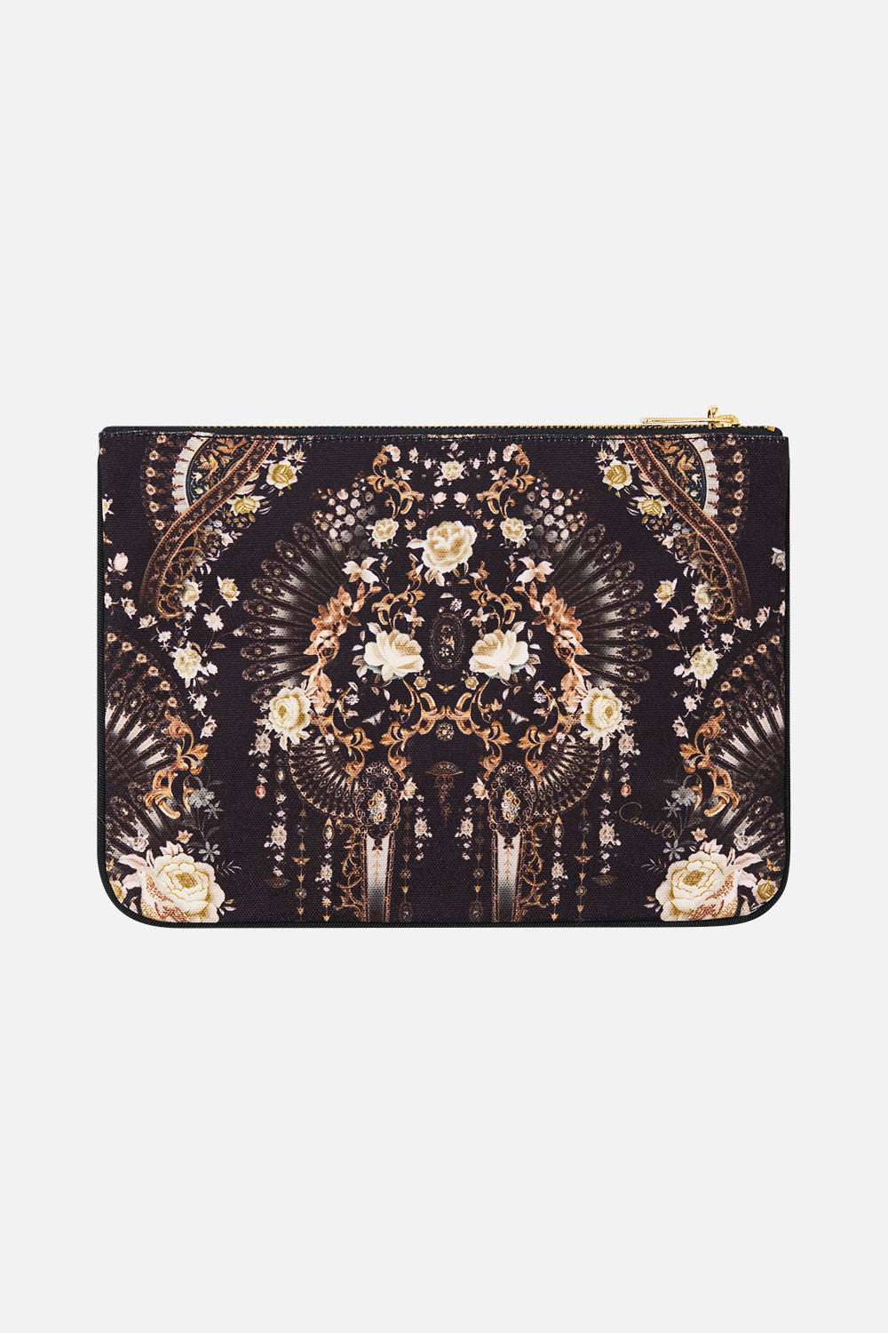 The CAMILLA small canvas clutch in our print Flamenco Folklore.