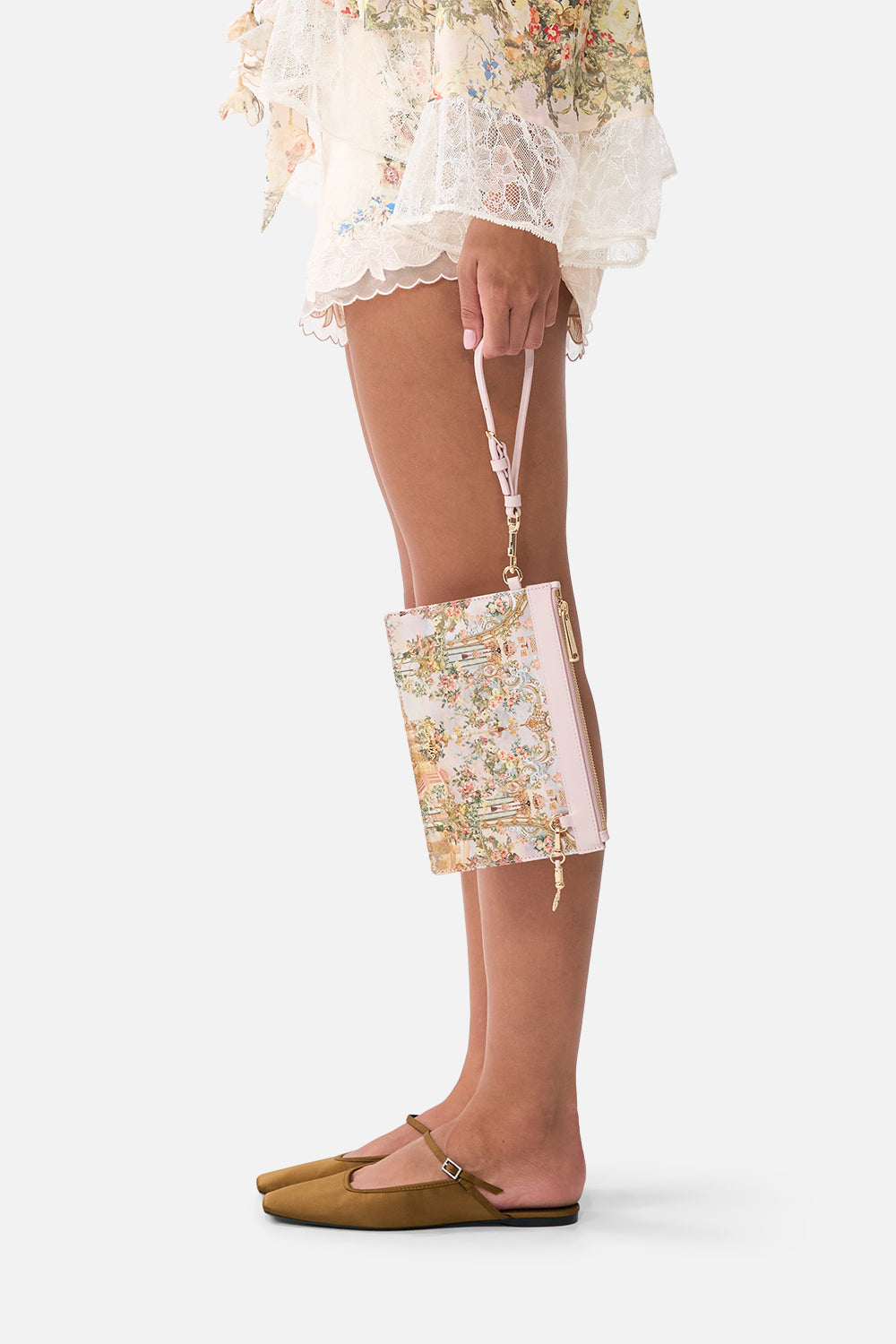The CAMILLA clutch with wristlet from our print twilight in Istanbul, back model view