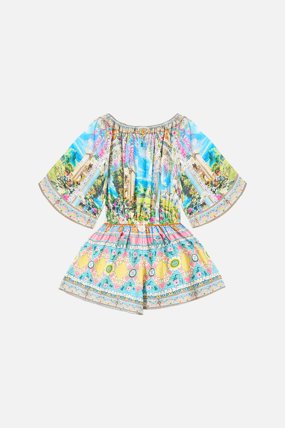 KIDS BOAT NECK PLAYSUIT WITH FLARE 3/4 SLEEVE NAVÀS NOUVEAU