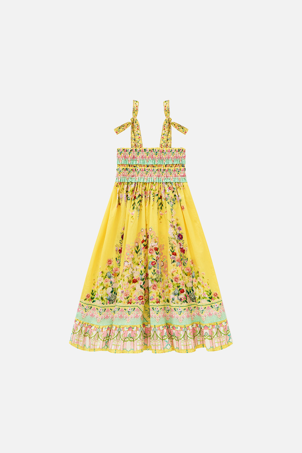 VESTIDO MAXI FRUNCIDO PARA NIÑAS CON TIRANTES ATADOS LADY LIMONADA