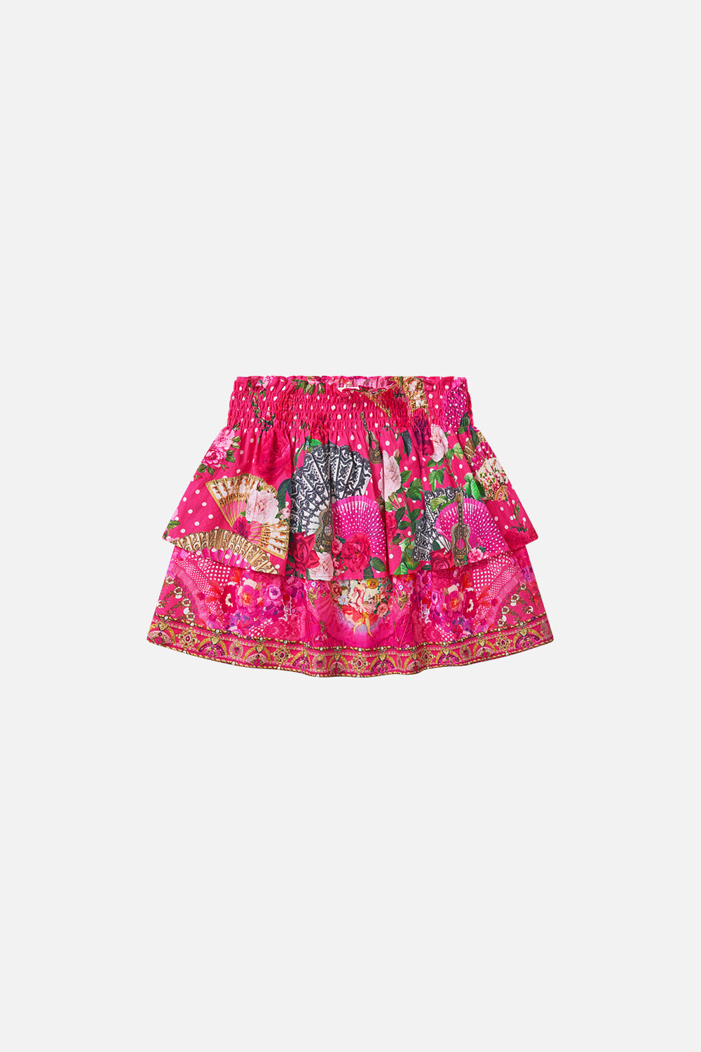 MINIFALDA INFANTIL DE CAPAS CON BORDES BABYLOCKED ROSA FLAMENCO