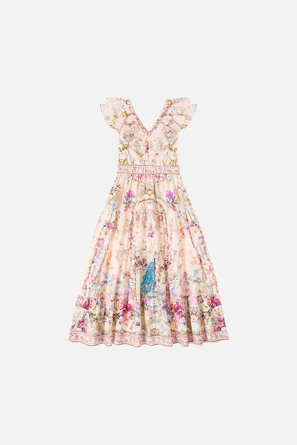 KIDS TIERED MAXI DRESS WITH FRILL NECK CASA DE FIERAS
