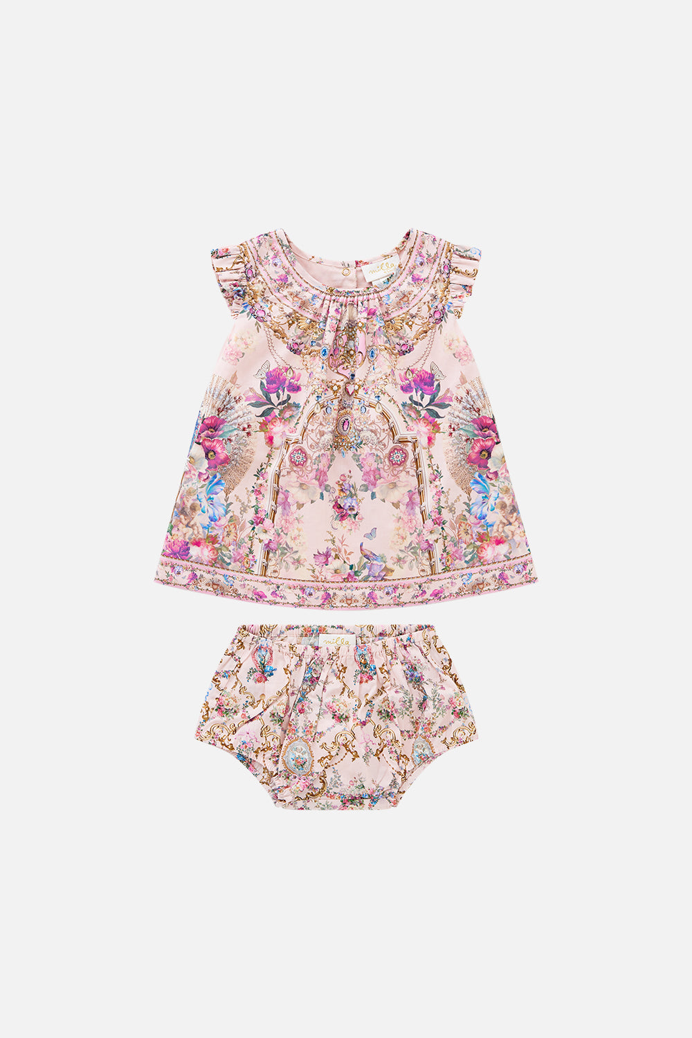 BABIES BLUSA CON VOLANTES EN MANGAS Y CONJUNTO DE CUBREPAÑAL CASA DE FIERAS