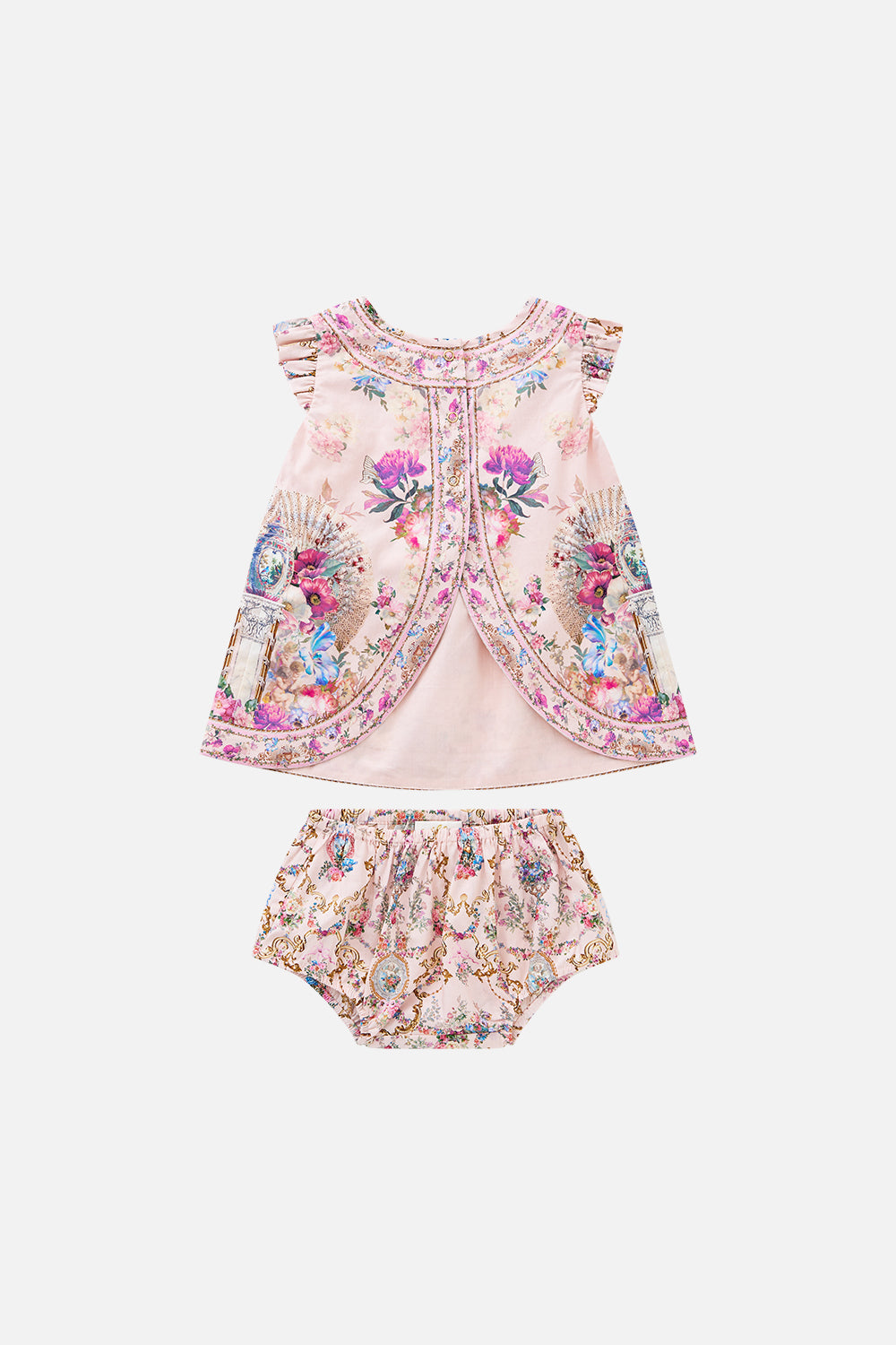 BABIES BLUSA CON VOLANTES EN MANGAS Y CONJUNTO DE CUBREPAÑAL CASA DE FIERAS
