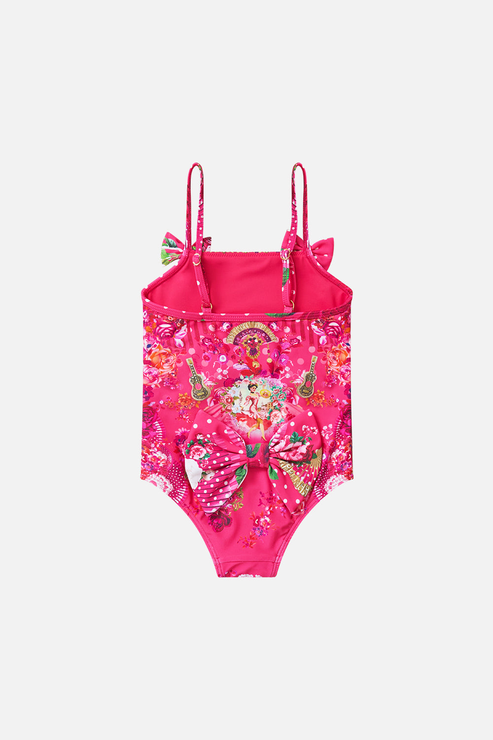 BABIES STRAIGHT NECK ONE PIECE WITH BOWS FLAMENCO ROSE