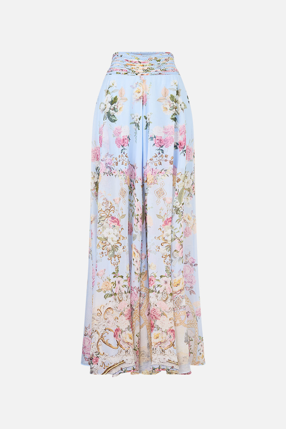 The CAMILLA waisted wide leg pant from our print tiled in time, front product view