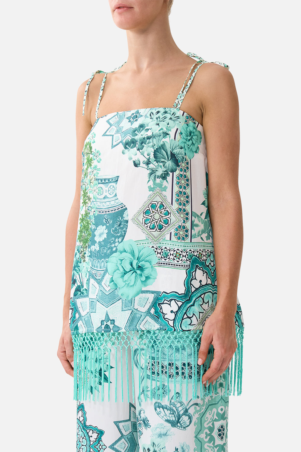 The CAMILLA straight scarf top in our print Balearic Bebé.