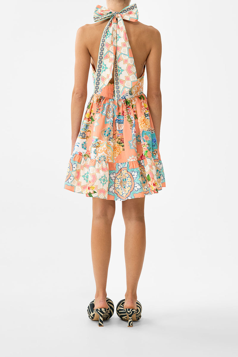 CAMILLA | Ruffle Hem Halter Short Dress Meet Me in Mallorca, S ORANGE | Meet Me in MALLORCA | SIGNATURE DESIGNS