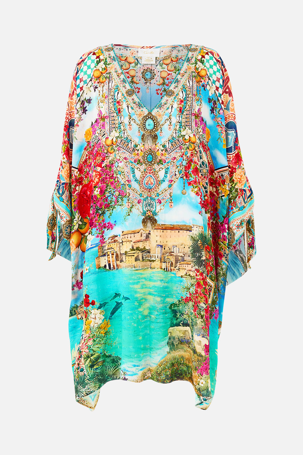 TIE SLEEVE SHORT V NECK KAFTAN MEET ME IN MALLORCA