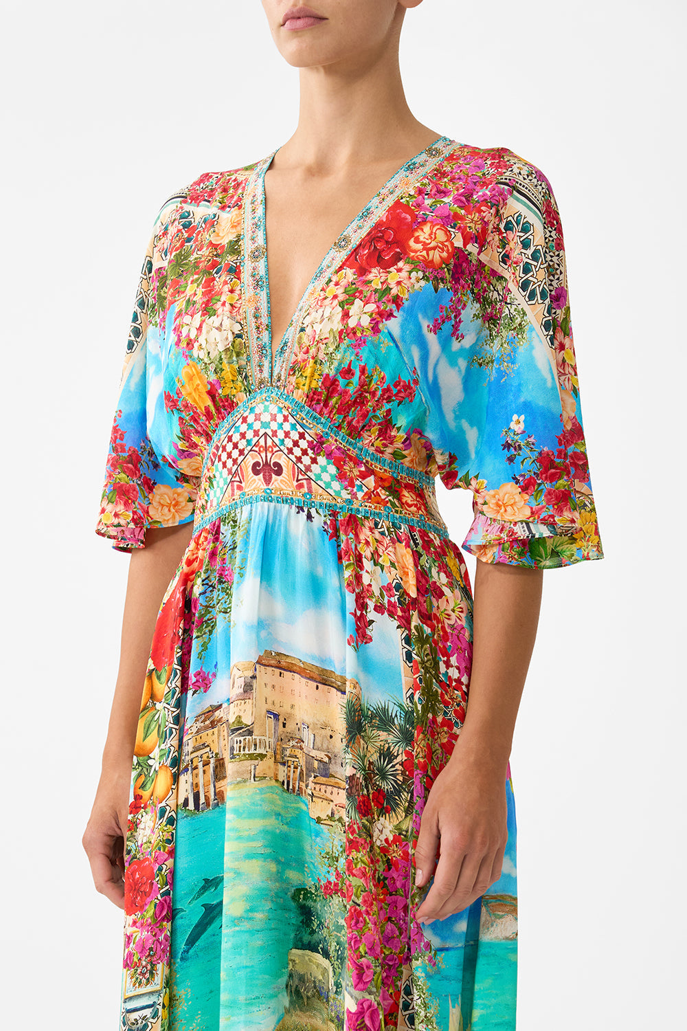 WAISTED DRESS WITH HEM RUFFLE MEET ME IN MALLORCA