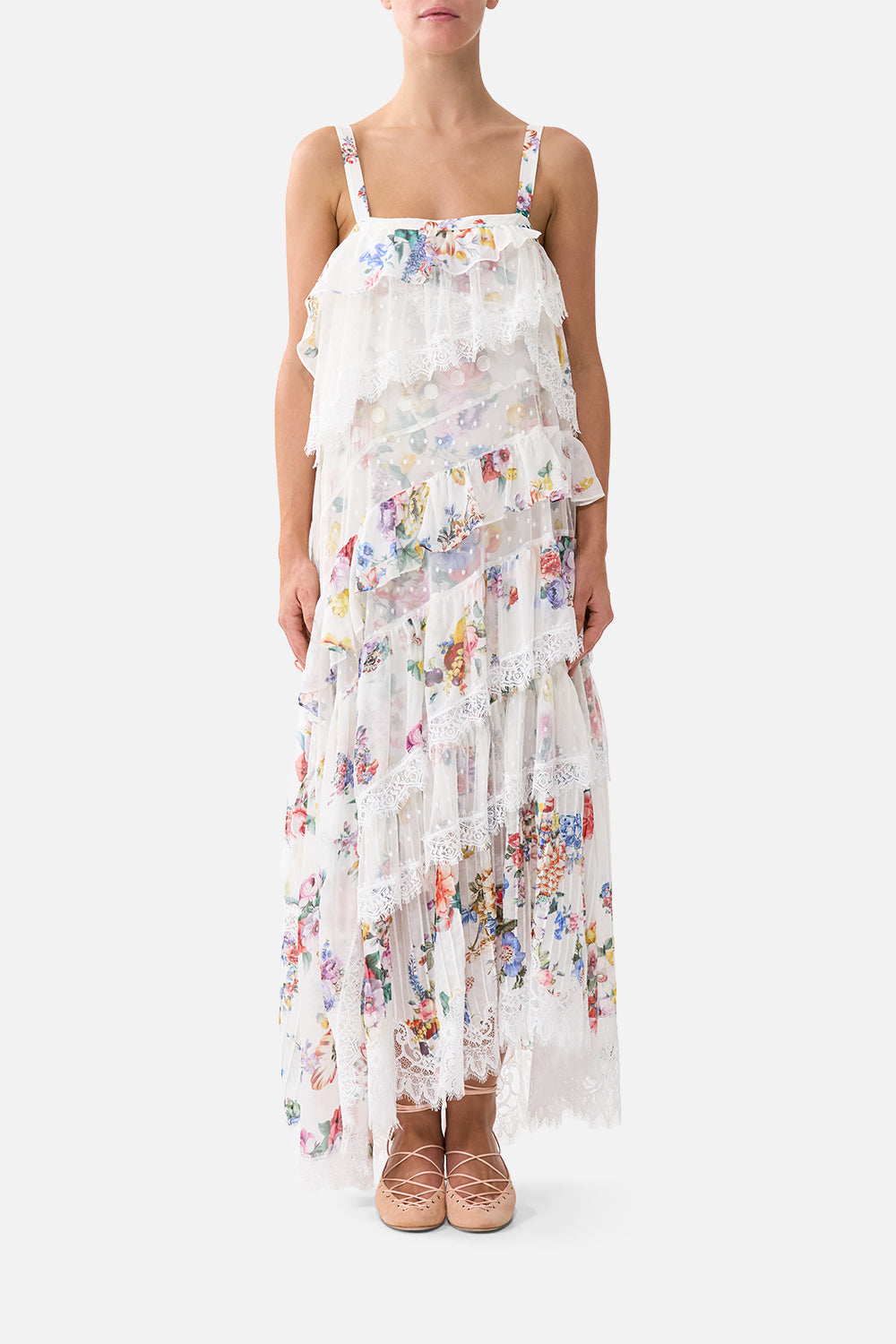 VESTIDO ASIMÉTRICO DE ENCAJE CON APLICACIÓN DEJÉ MI CORAZÓN EN GRANADA