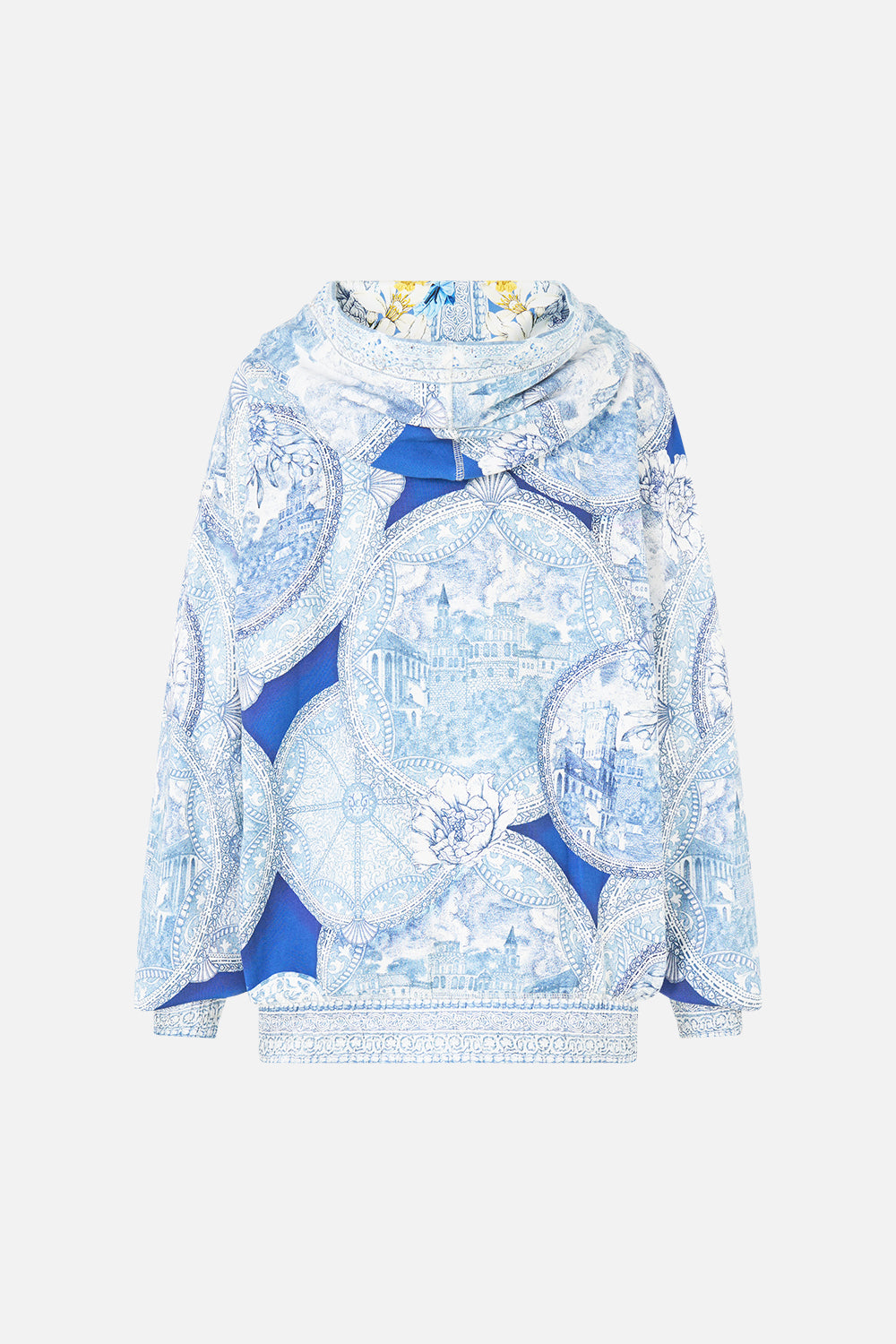 The CAMILLA contrast band hoodie with side pockets in our print De Nada Granada.