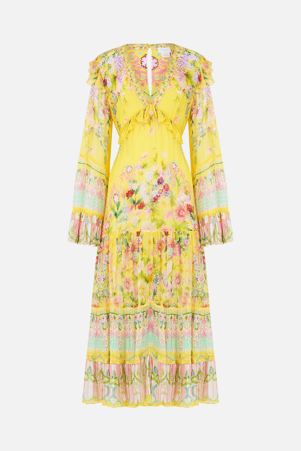 VESTIDO MIDI ESCALONADO CON VOLANTE EN LA CINTURA LADY LIMONADA