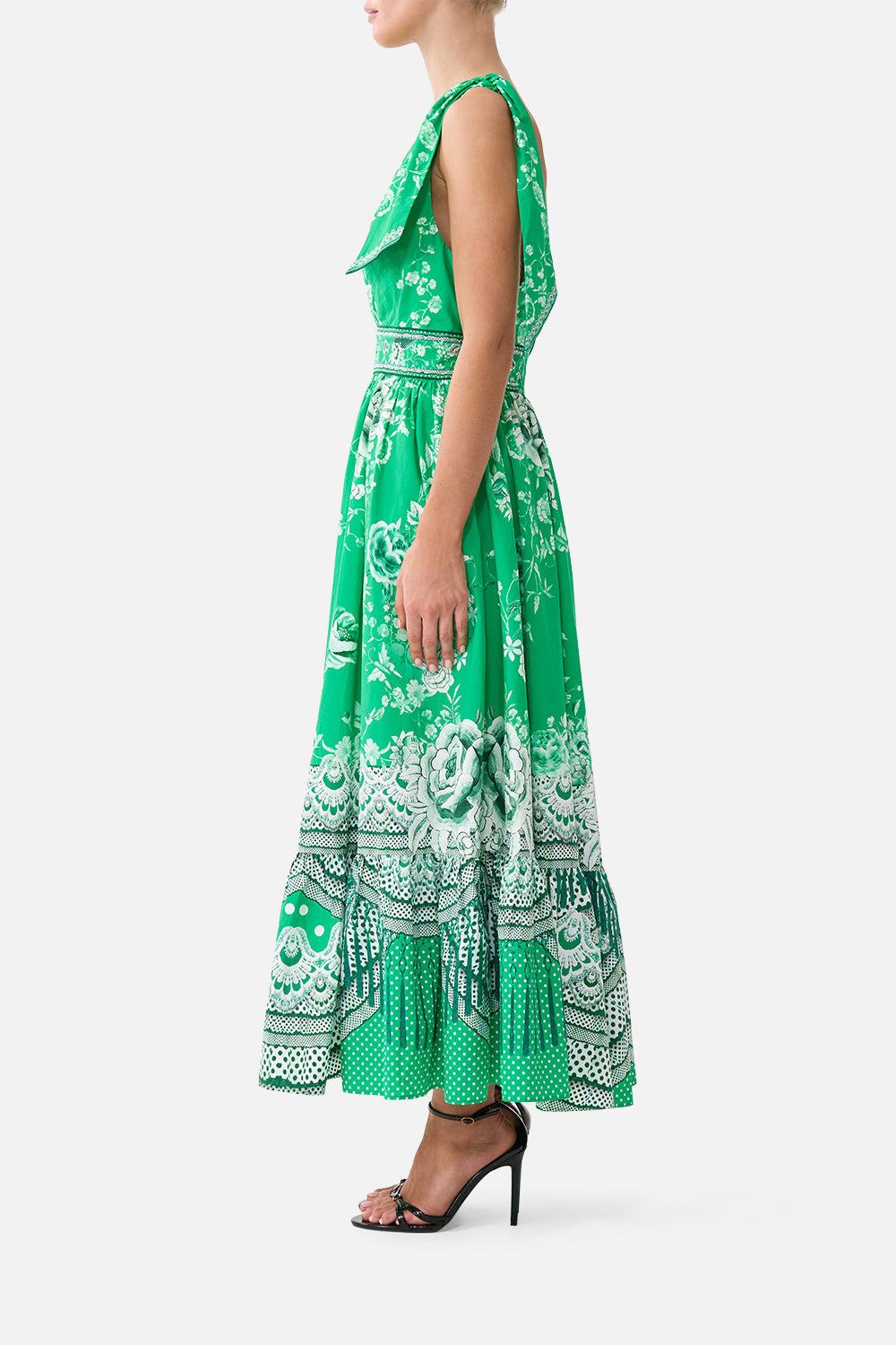 WAISTED MIDI DRESS WITH SHOULDER TIES SACROMONTE SEÑORITA