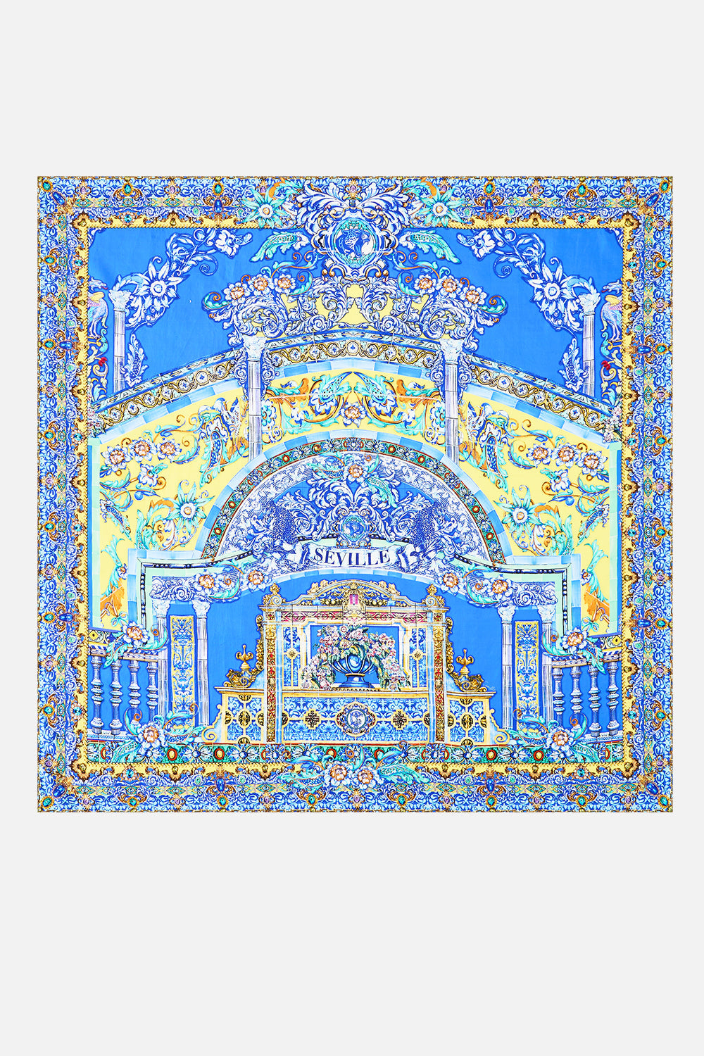 PAÑUELO CUADRADO DE SEDA DE CRISTALES GRANDES BAJO EL SOL ANDALUZ