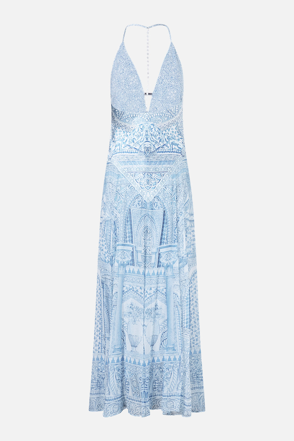 The CAMILLA hardware detail slip dress in our print The Hum of the Alhambra.