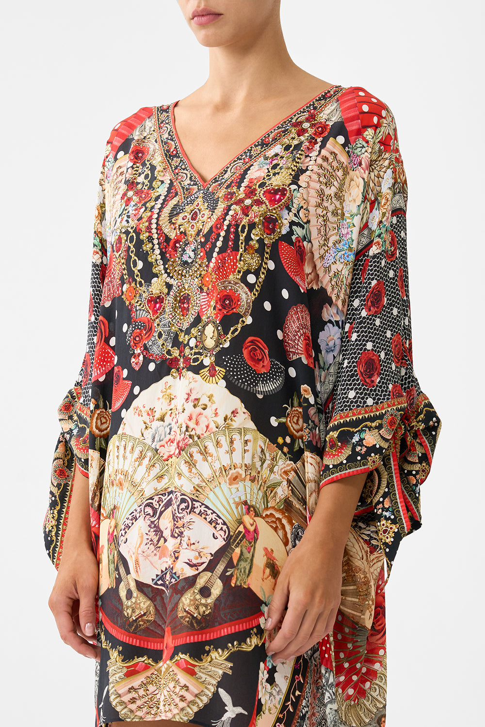 TIE SLEEVE SHORT V NECK KAFTAN DAUGHTERS OF DUENDE