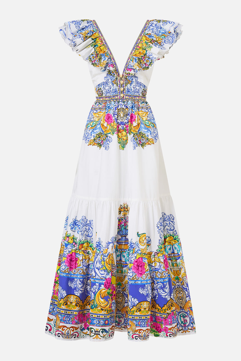 TIERED DRESS WITH NECK FRILL MILLA IN SEVILLA