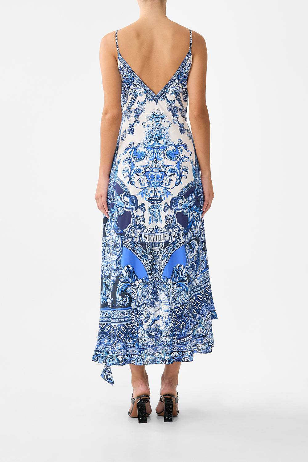 The A Tiled Wonderland Bias Slip Dress With Frill Hem | CAMILLA US