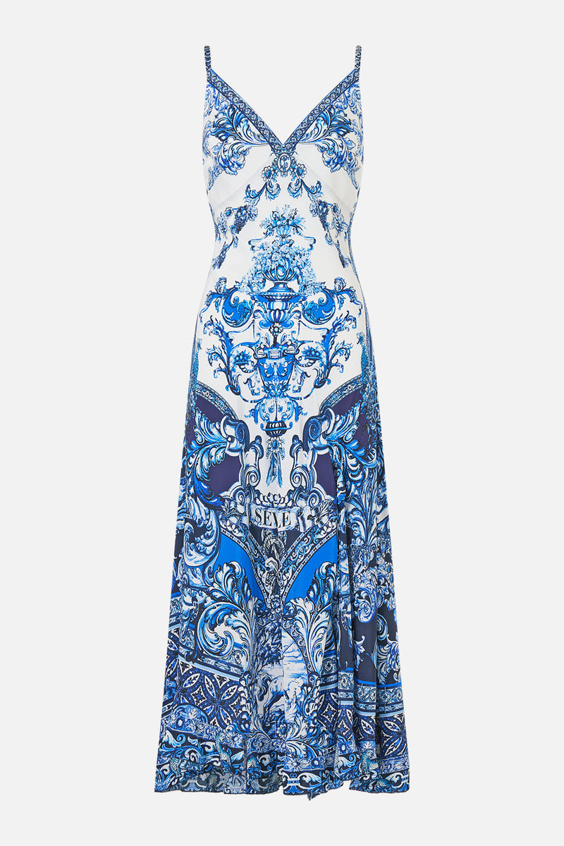 The A Tiled Wonderland Bias Slip Dress With Frill Hem | CAMILLA US