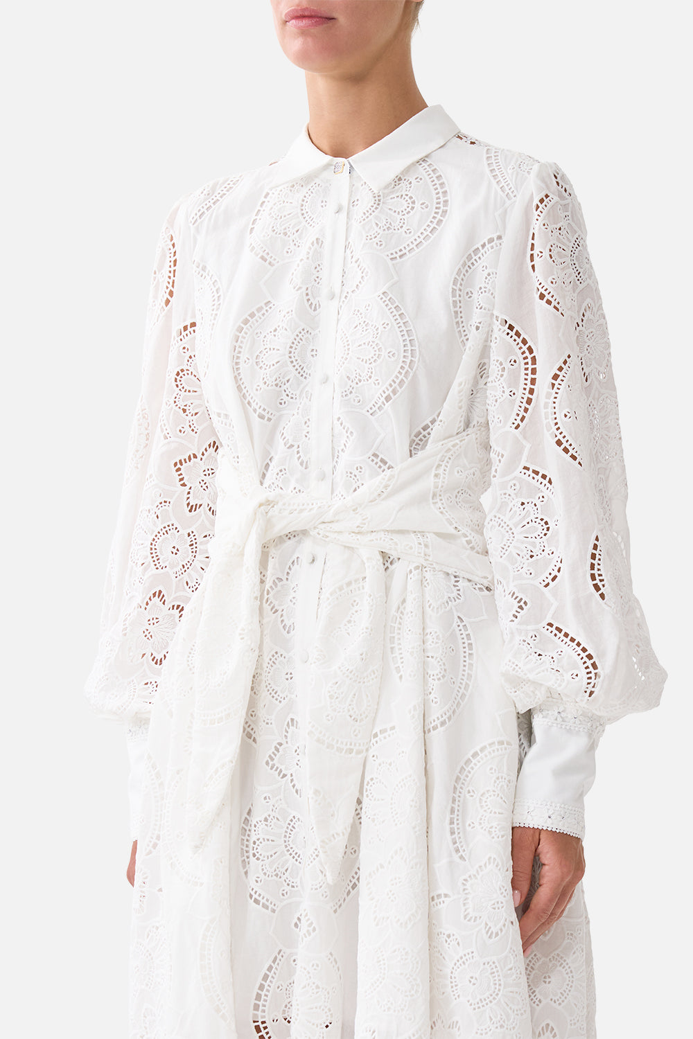 WAIST TIE SHIRT DRESS A TILED WONDERLAND