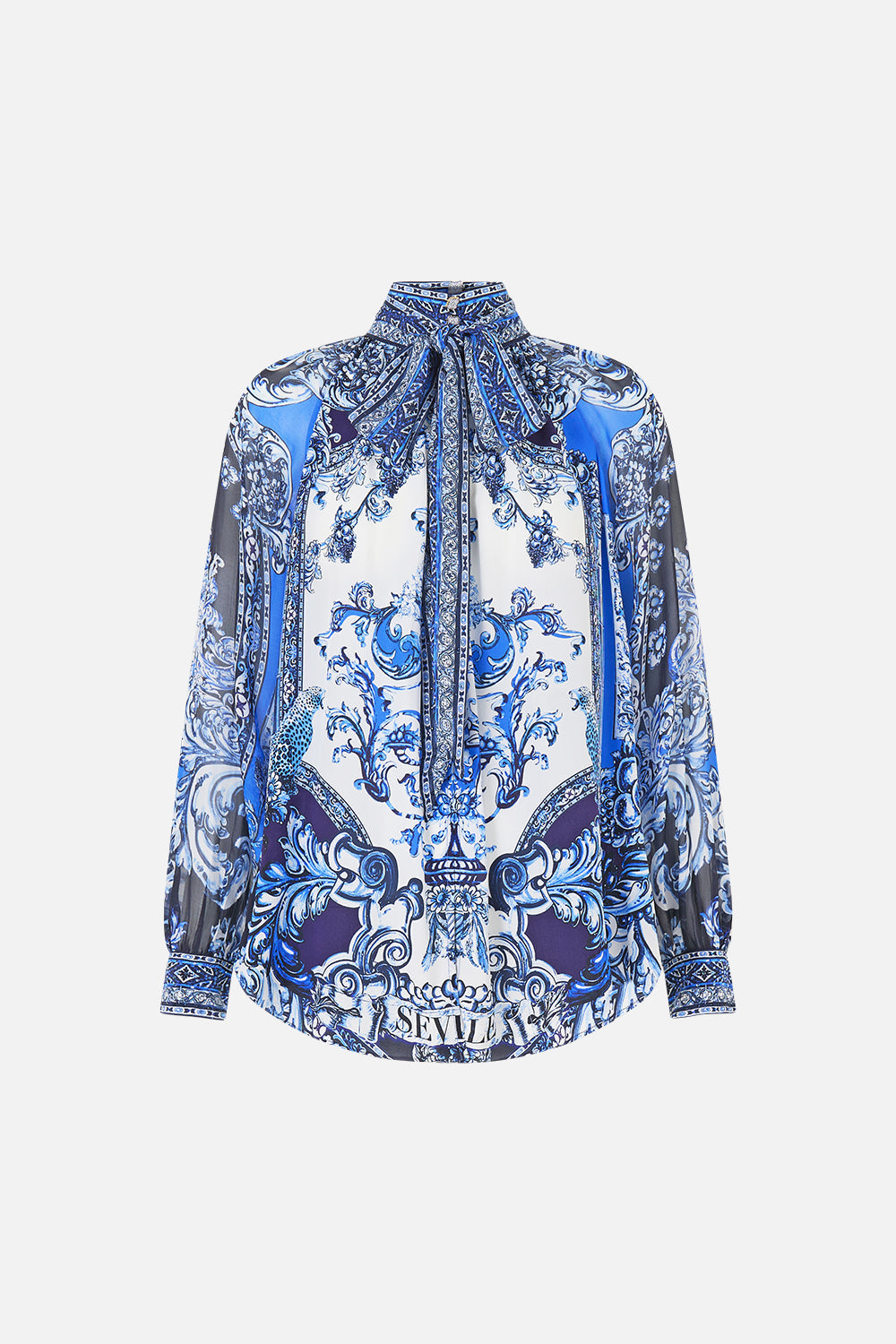 BLUSA RAGLÁN CON LAZO DESMONTABLE UN PAÍS DE LAS MARAVILLAS DE AZULEJOS