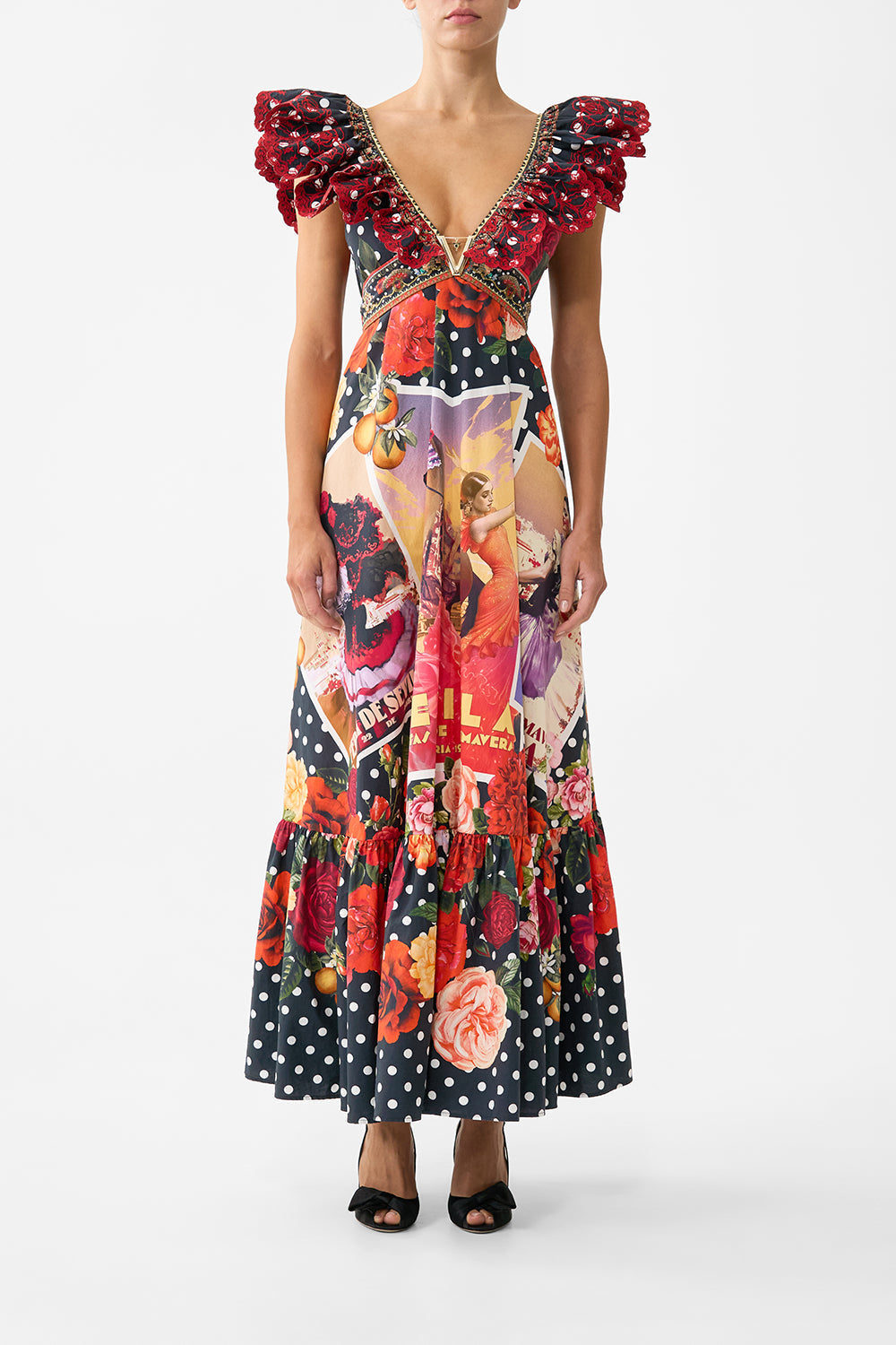 VESTIDO CON VOLANTES Y ADORNOS METÁLICOS DAUGHTERS OF DUENDE