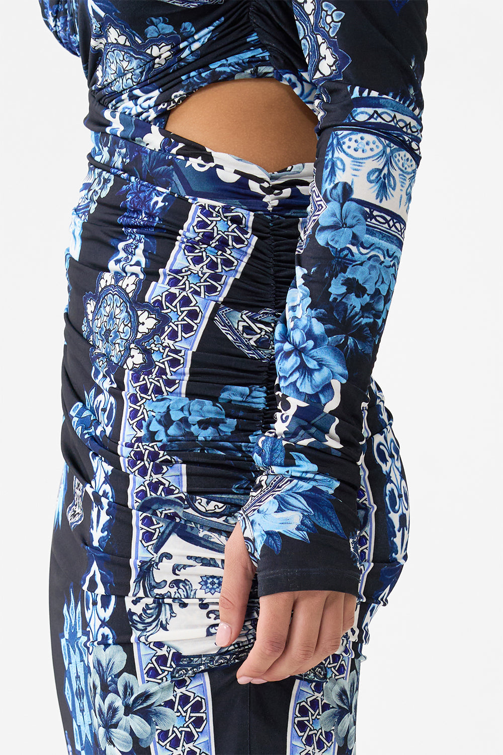 The A Tiled Wonderland One Shoulder Jersey Cut Out Dress | CAMILLA
