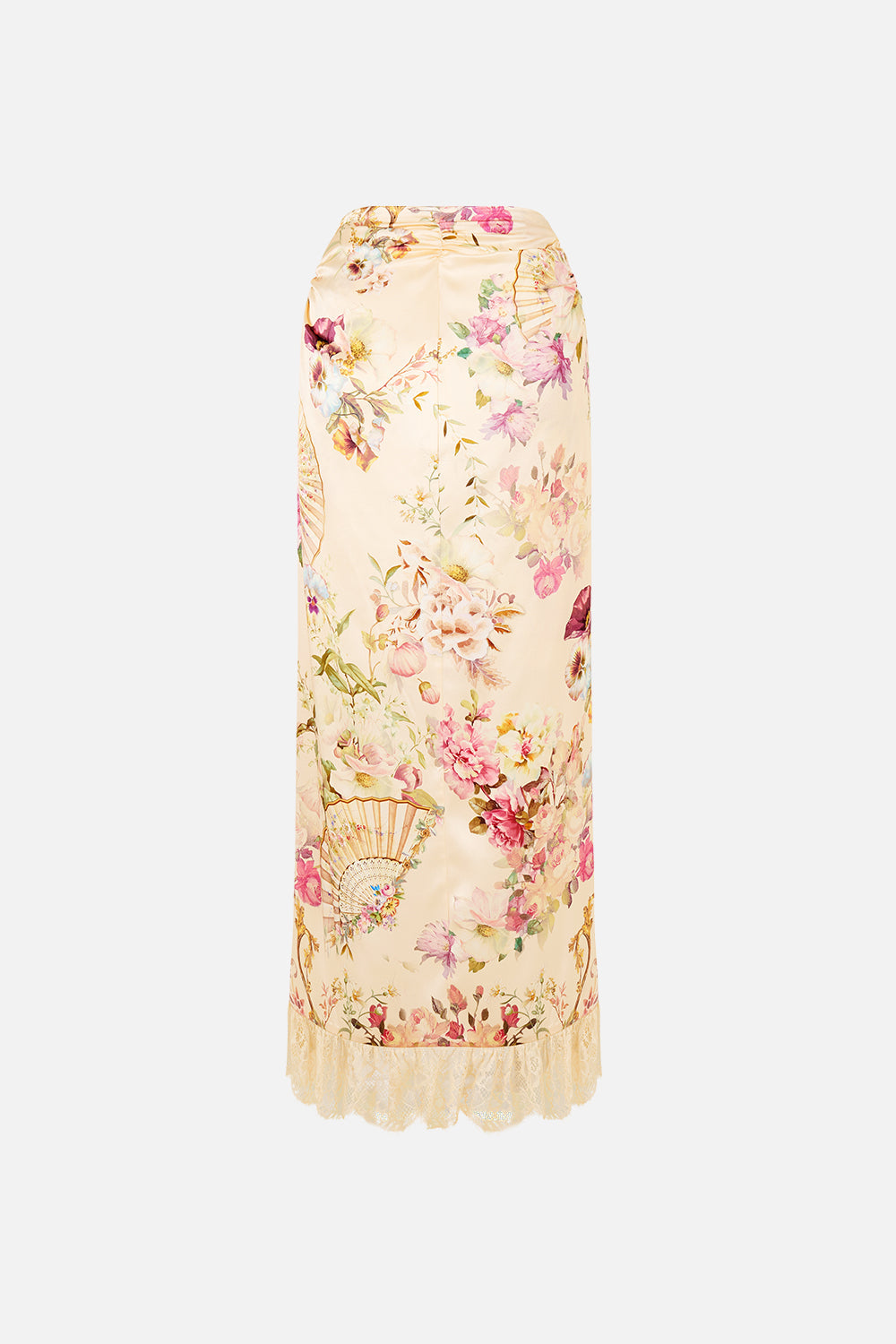 The CAMILLA WRAP TIE SKIRT WITH RUFFLE ADORNED IN ARANJUEZ in our  print.